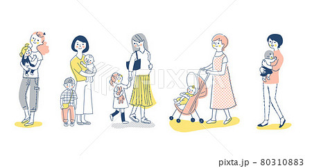 複数のママと子供　全身　セット 80310883