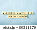 Vaccination program word on blue background 80311379