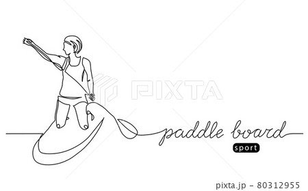 Paddle board vector illustration. One line drawing art with lettering paddle board 80312955