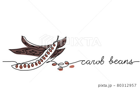 Carob beans vector illustration. One line drawing art illustration with lettering carob beans 80312957