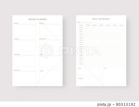 Modern planner template set. Set of planner and to do list. Daily and weekly planner template. Vector illustration. 80313192