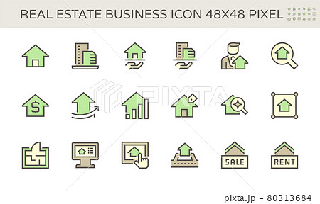 Real estate business vector icon set design, 48X48 pixel perfect and editable stroke. 80313684
