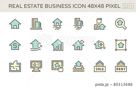 Real estate business vector icon set design, 48X48 pixel perfect and editable stroke. 80313686