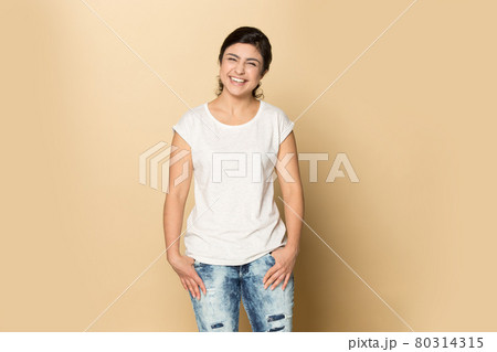 Portrait of overjoyed Indian woman pose in studio Portrait of overjoyed Indian woman pose in studio 80314315