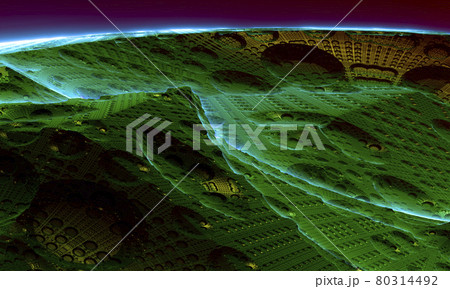 Artificial world without sun, galaxy seamless pattern with triangles and geometric shapes. Trendy 3D rendering. 80314492