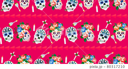 Day of the dead, Halloween, Dia de los muertos print background, seamless pattern design 80317210