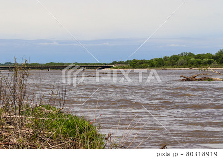 Catfish with Set line fishing alone the Niobrara River in Nebraska Catfish with Set line fishing alone the Niobrara River in Nebraska 80318919