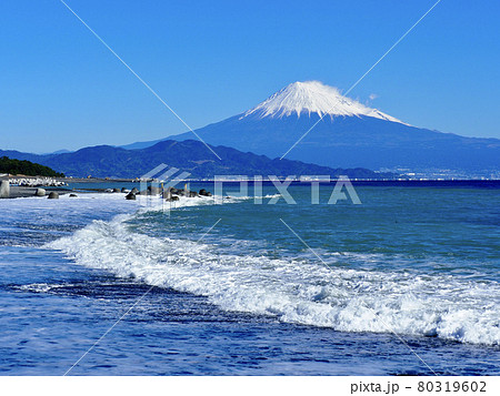 清水海岸からの富士山 80319602