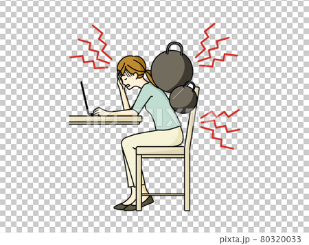 肩こりや頭痛や腰痛に悩んでいる女性 80320033