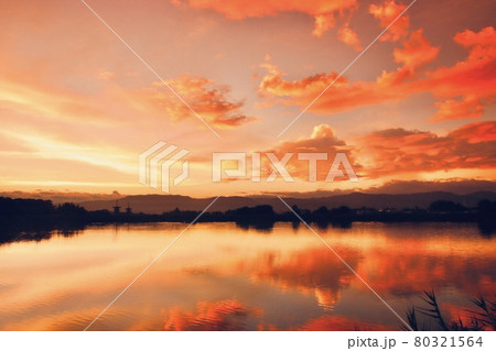 薬師寺の朝焼け 薬師寺の朝焼け 80321564