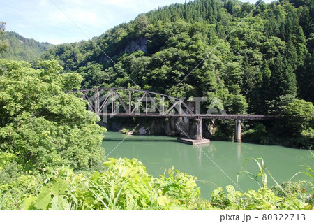 只見線・第4只見川橋梁（福島県・三島町） 80322713
