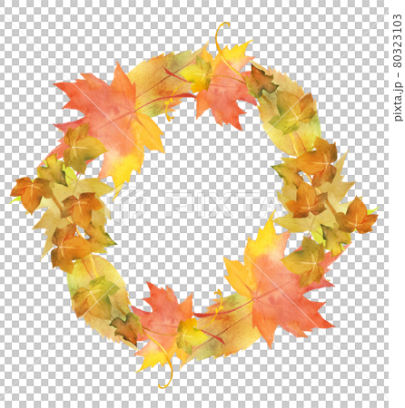 Autumn leaves wreath watercolor illustration Autumn leaves wreath watercolor illustration 80323103
