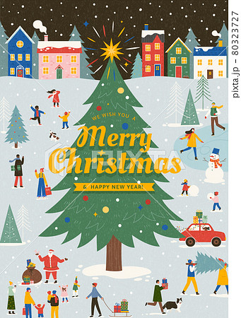 Merry Christmas illustration card - Stock Illustration [80323727] - PIXTA