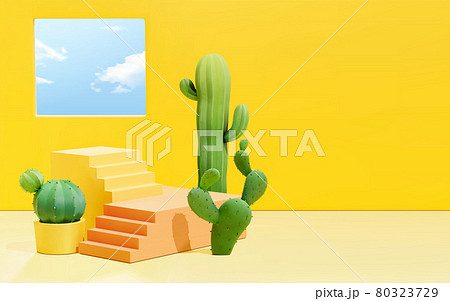 3d summer yellow scene background 80323729