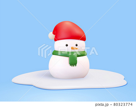 Cute 3d Christmas Snowmanのイラスト素材