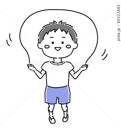 体操服を着てなわとびをする男の子のイラスト素材 80323883 Pixta