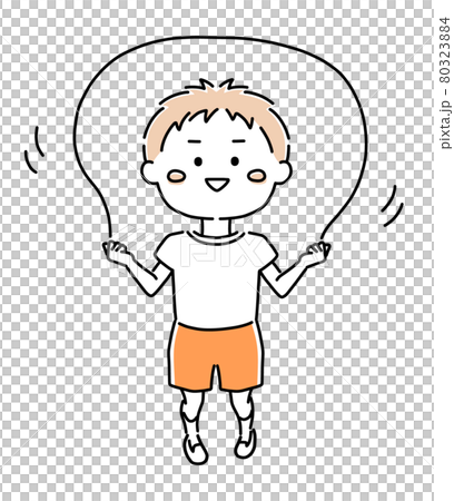 運動着を着てなわとびをする男の子 運動着を着てなわとびをする男の子 80323884