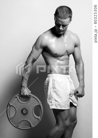 muscular Man. Sport Gym. barbell bodybuilder 80325306