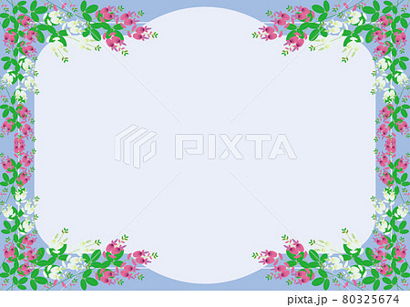かわいい萩の花のボーダーフレーム壁紙背景素材のイラスト素材