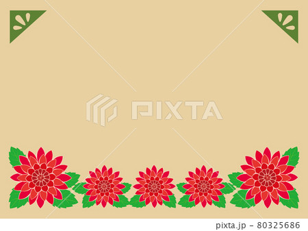 ジオメトリックな赤いダリアのフレーム壁紙背景素材のイラスト素材