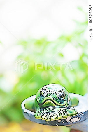 パステル調 ”横たわるカエル” イラストイメージ パステル調 ”横たわるカエル” イラストイメージ 80326032