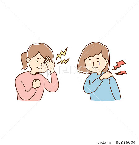 女性、ストレス、体調不良、頭痛、肩こりのイラスト素材 [80326604] - PIXTA