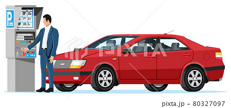 Man Pay for Car Park with Parking Meter Isolated Man Pay for Car Park with Parking Meter Isolated 80327097