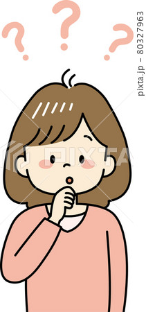 疑問を抱く女性のイラスト（上半身） 80327963