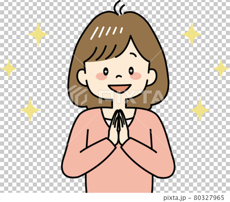 眼睛閃閃發光的女人的插圖（上半身） 80327965