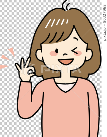 一個女人簽署 OK 的插圖（上半身） 80327968