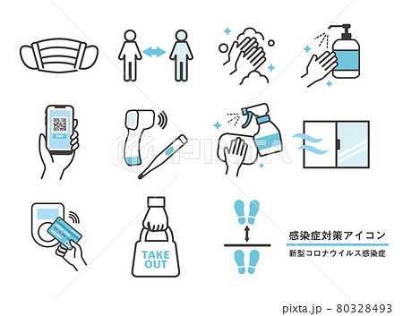新型コロナウイルス感染症対策のベクターイラスト素材／お願い／アイコン／マスク／予防 80328493