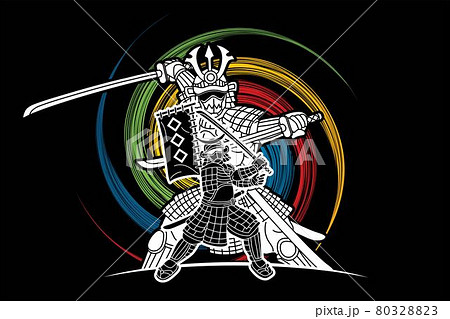 Samurai Warrior with Weapons Group of Ronin Japanese Fighter Cartoon Graphic Vector Samurai Warrior with Weapons Group of Ronin Japanese Fighter Cartoon Graphic Vector 80328823