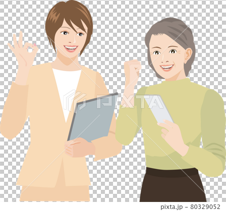 スマホの操作を習う高齢女性 80329052