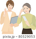 スマホの操作を習う高齢女性 80329053