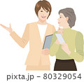 スマホの操作を習う高齢女性 80329054