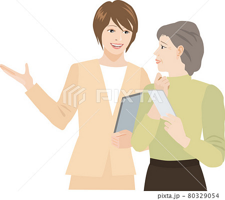 スマホの操作を習う高齢女性 80329054