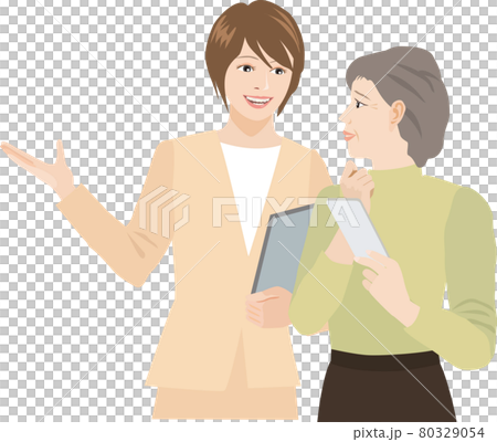 スマホの操作を習う高齢女性 80329054