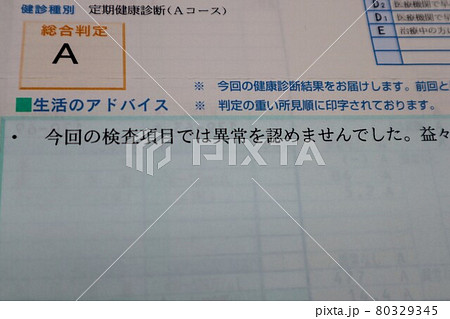 健康診断の結果のクローズアップ 健康診断の結果のクローズアップ 80329345