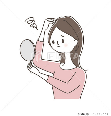 薄毛で悩む若い女性 薄毛で悩む若い女性 80330774