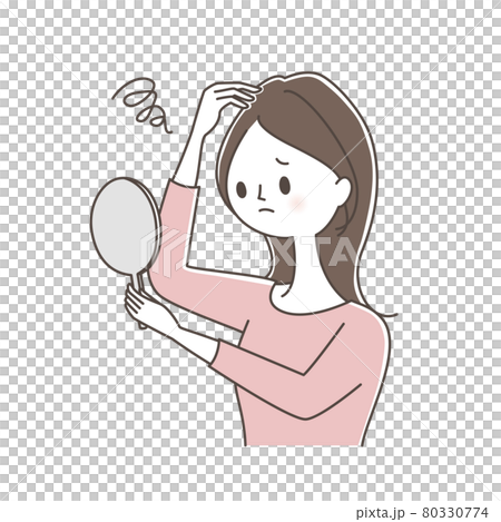 薄毛で悩む若い女性 薄毛で悩む若い女性 80330774