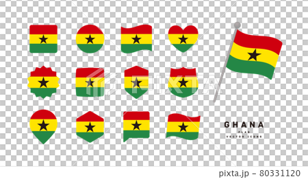 ガーナの国旗 色々な形のアイコンセット ベクターイラスト ガーナの国旗 色々な形のアイコンセット ベクターイラスト 80331120
