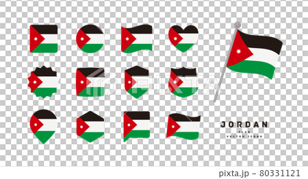 ヨルダンの国旗 色々な形のアイコンセット ベクターイラスト ヨルダンの国旗 色々な形のアイコンセット ベクターイラスト 80331121