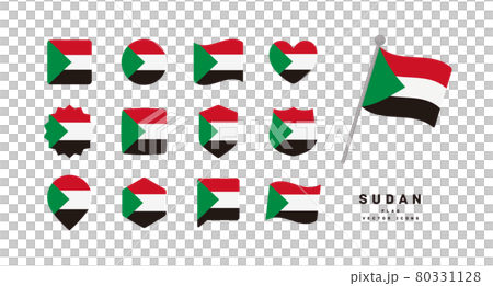 蘇丹國旗圖標設置各種形狀的矢量圖 蘇丹國旗圖標設置各種形狀的矢量圖 80331128