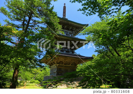 新潟県上越市 五智国分寺の三重塔 新潟県上越市 五智国分寺の三重塔 80331608