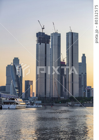 Glass skyscrapers of Moscow-City business district, Russia 80332575