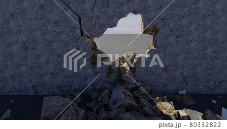Wall with breakdown in the middle 3d-rendered 80332822