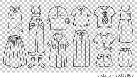 Doodle set of female clothes for spring and summer 80332969