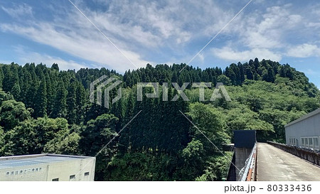 増山城　ダムからの全景 80333436