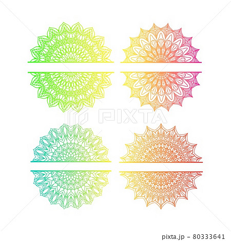 Set of four monogram mandala. Frame with space for initials. Vector illustration. Boho concept. Set of four monogram mandala. Frame with space for initials. Vector illustration. Boho concept. 80333641