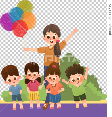 HHappy Children day composition watercolor HHappy Children day composition watercolor 80333749